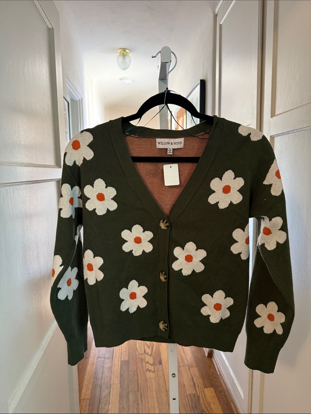 Willow & Wind Olive Floral Button-Front Cardigan
